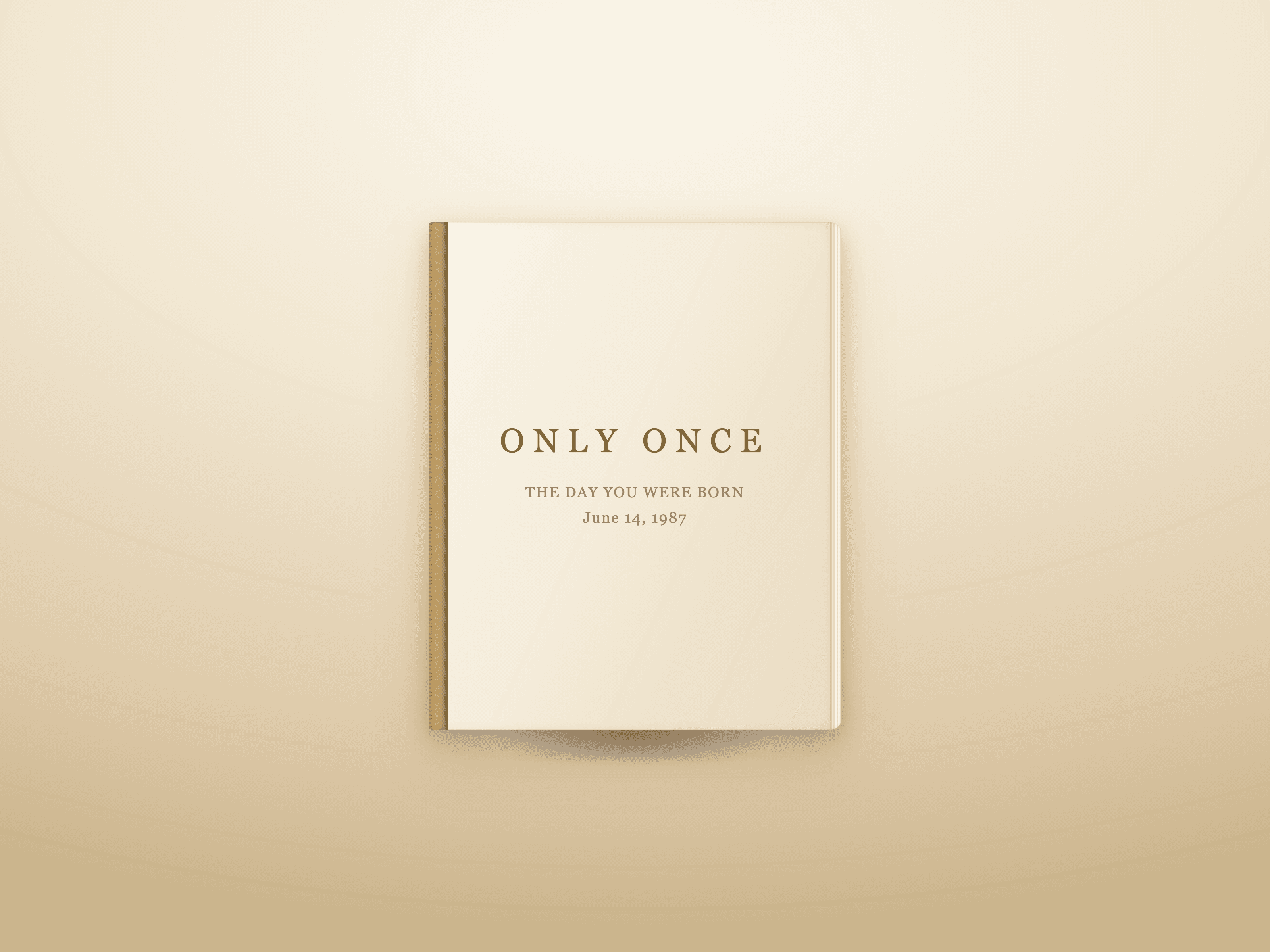 The Only Once hardcover keepsake book, closed