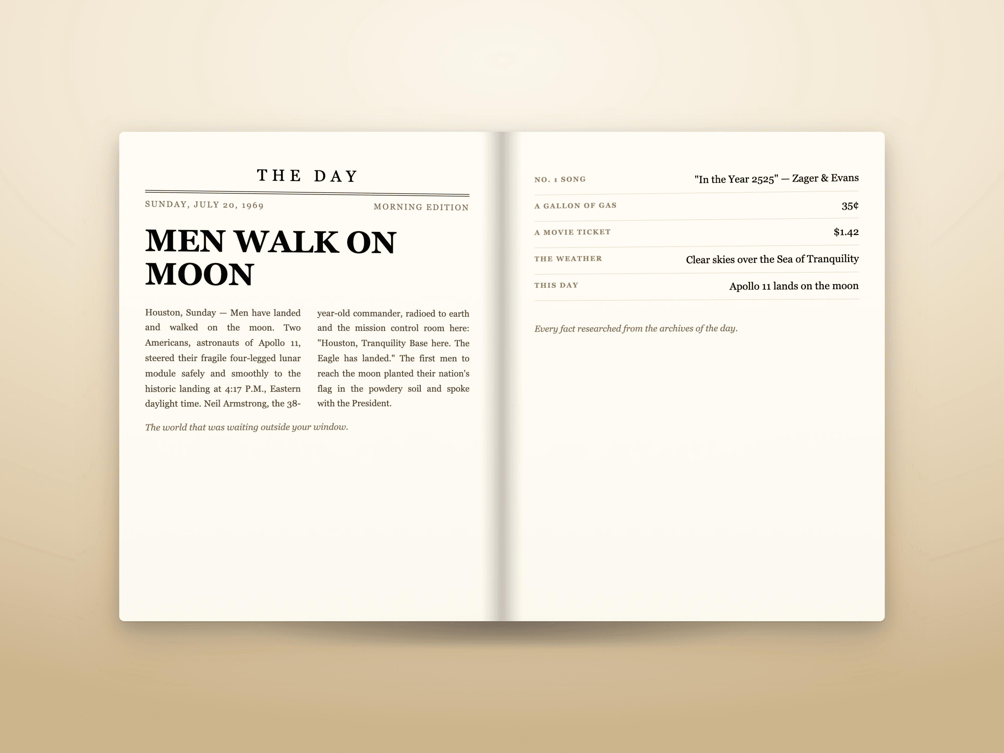 The Only Once book open to a two-page spread